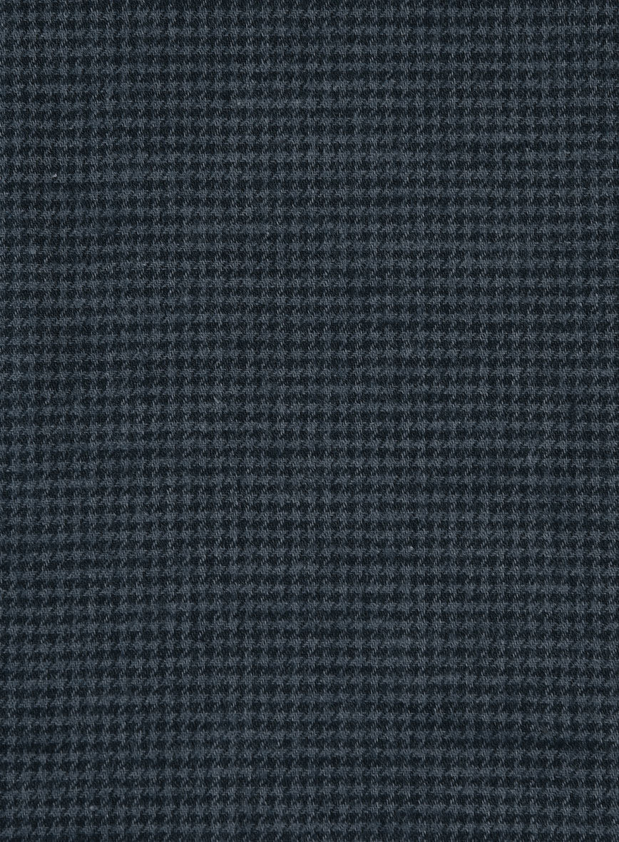 Dark Blue Mini Houndstooth Cotton Shirt - StudioSuits