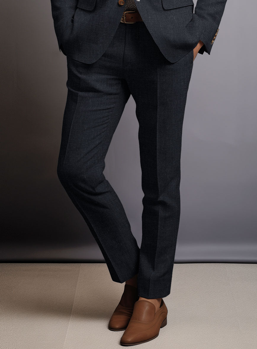 Dark Blue Pure Linen Suit - StudioSuits