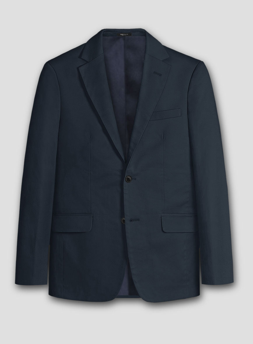 Dark Blue Stretch Chino Jacket - StudioSuits