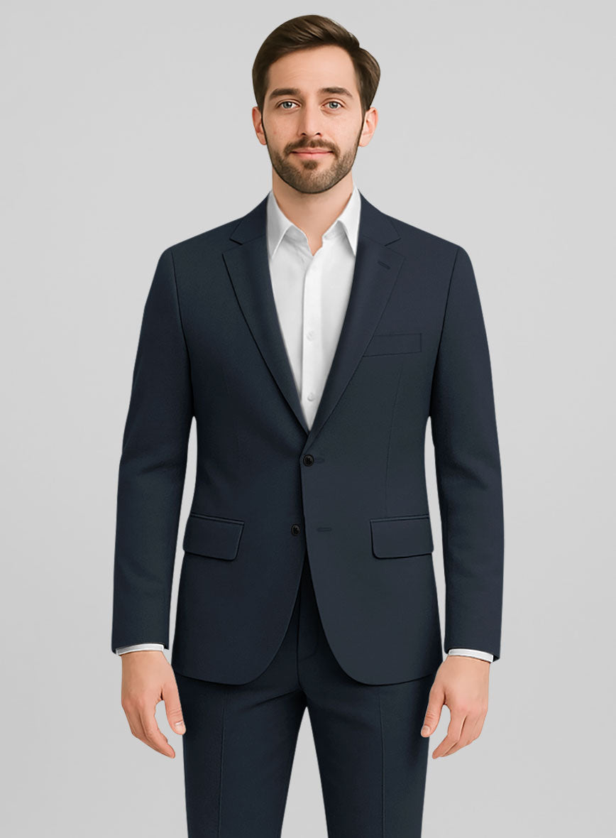 Dark Blue Stretch Chino Jacket - StudioSuits