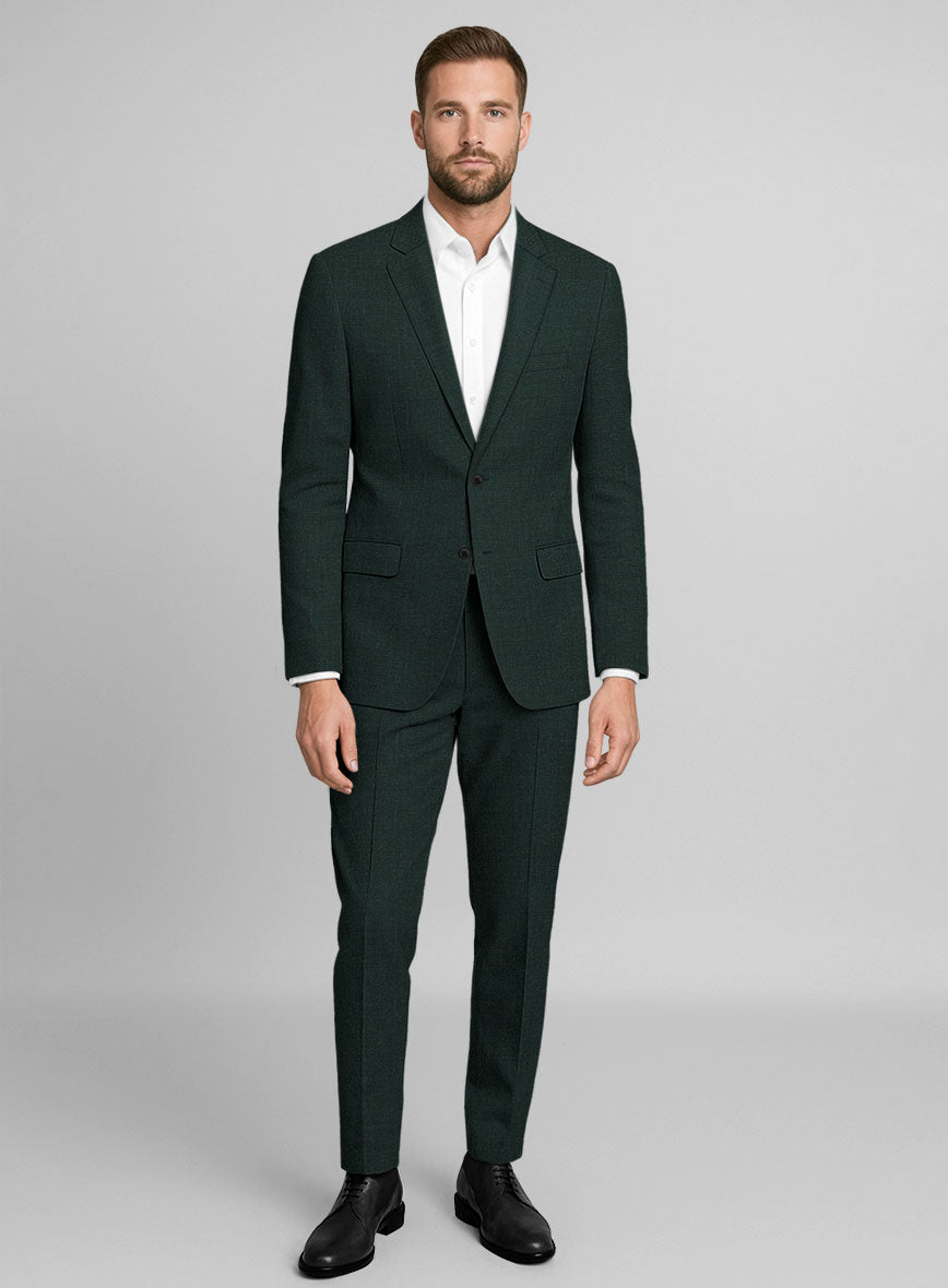 Dark Bottle Green Linen Suit - StudioSuits