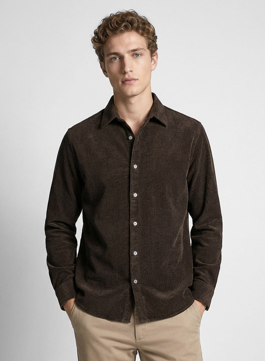 Dark Brown Corduroy Shirt - StudioSuits