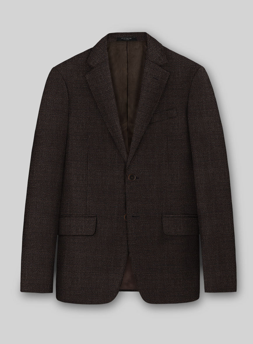 Dark Brown Hopsack Jacket - StudioSuits