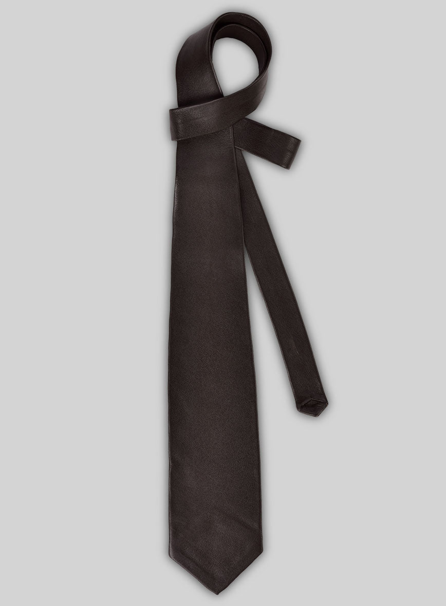 Dark Brown Leather Tie - StudioSuits