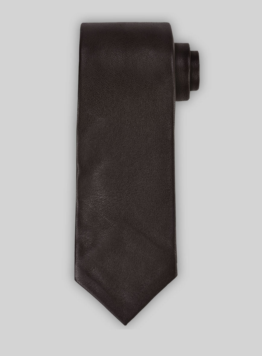 Dark Brown Leather Tie - StudioSuits