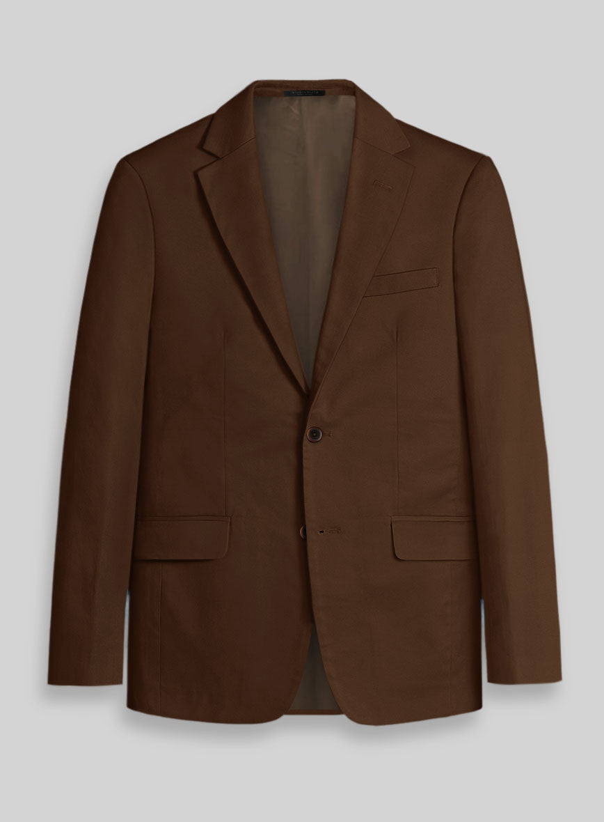 Dark Brown Napoli Stretch Light Weight Cotton Jacket - StudioSuits