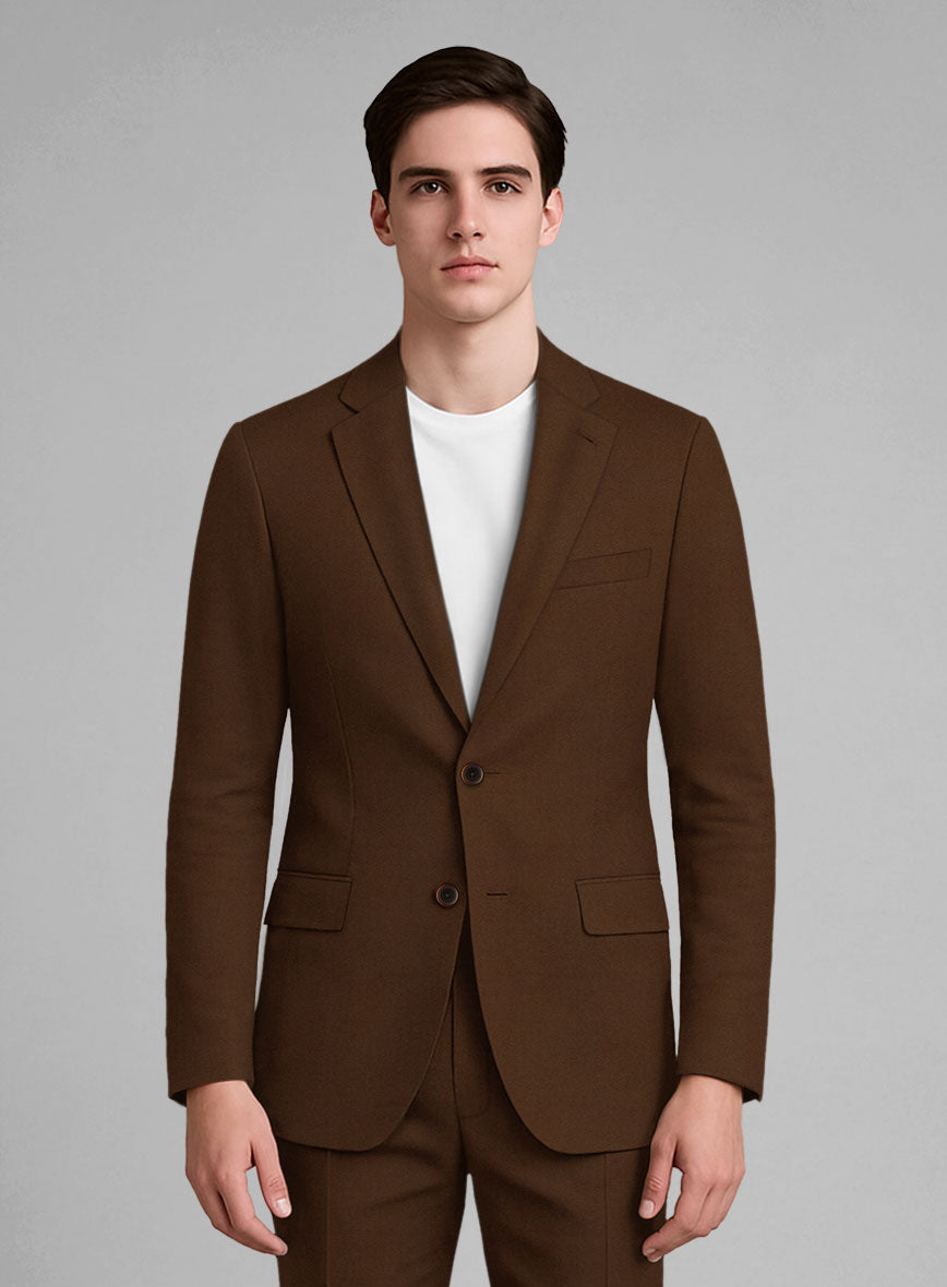 Dark Brown Napoli Stretch Light Weight Cotton Jacket - StudioSuits