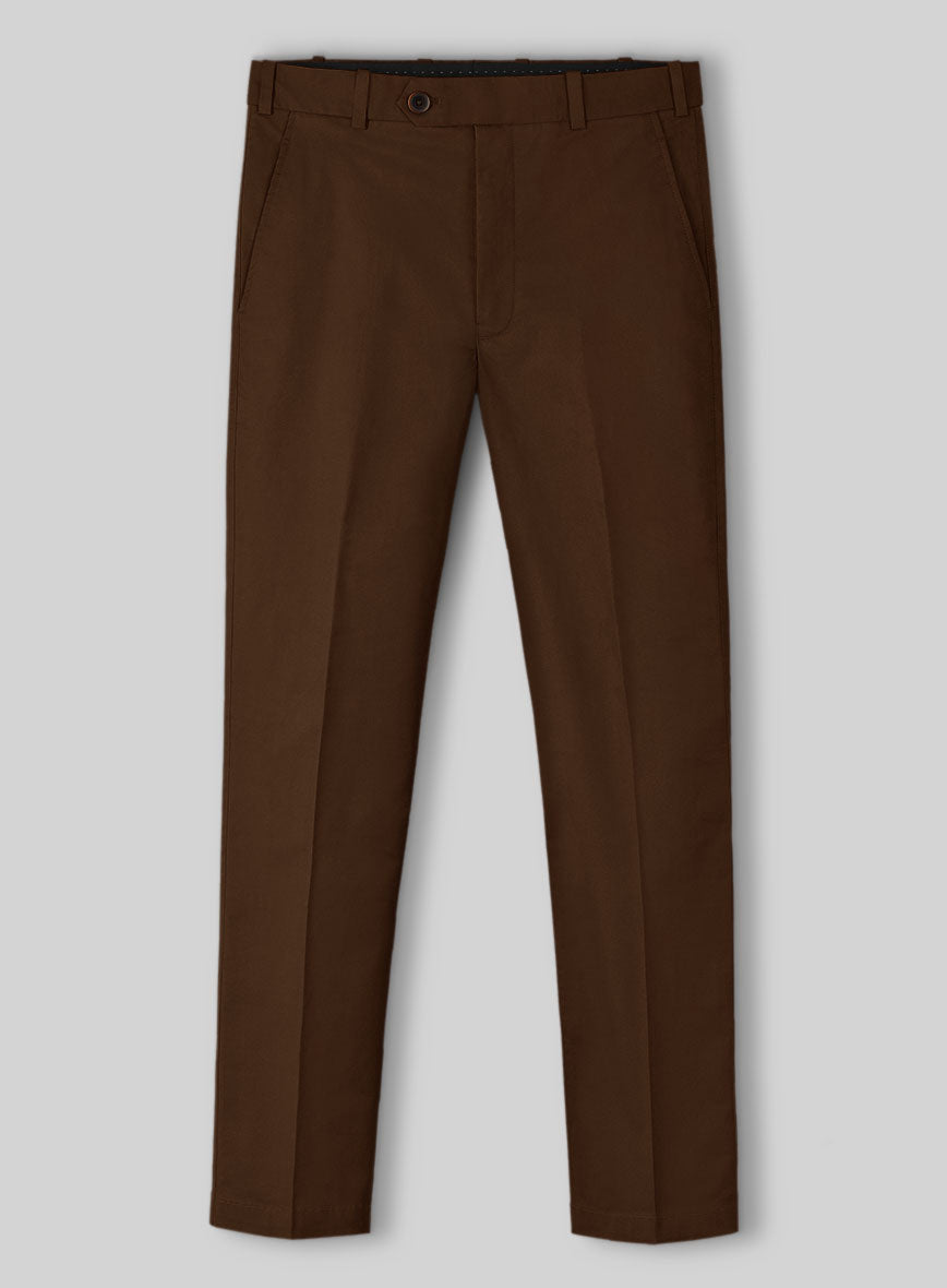 Dark Brown Napoli Stretch Light Weight Cotton Pants - StudioSuits