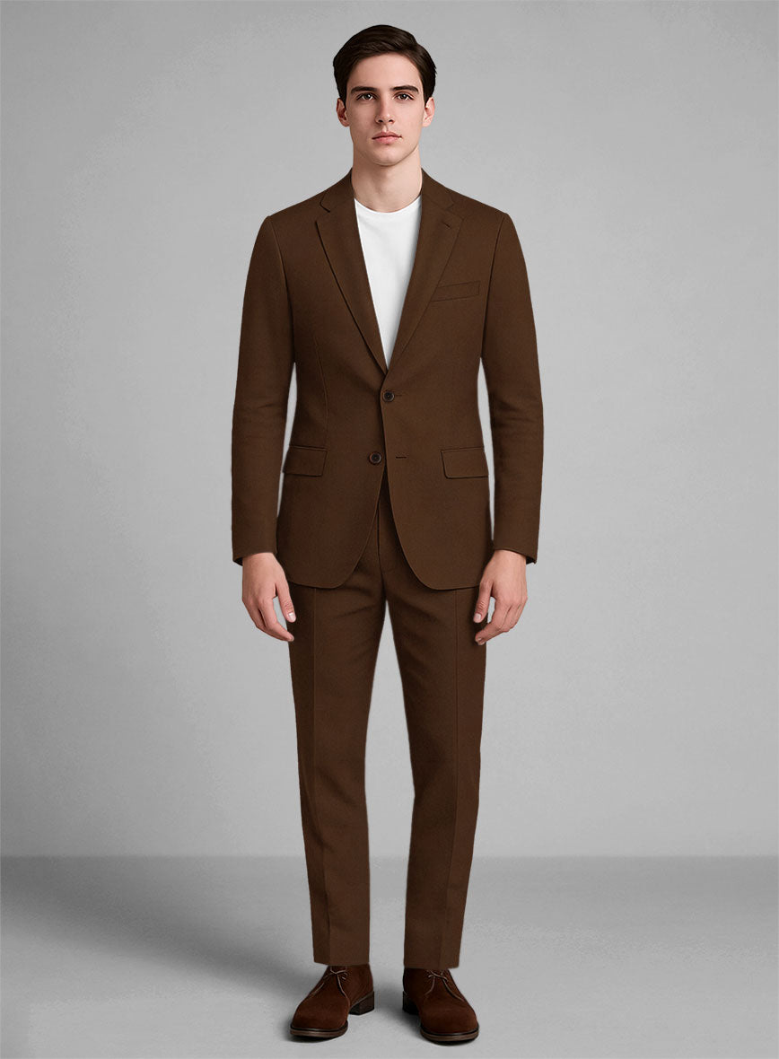 Dark Brown Napoli Stretch Light Weight Cotton Suit - StudioSuits