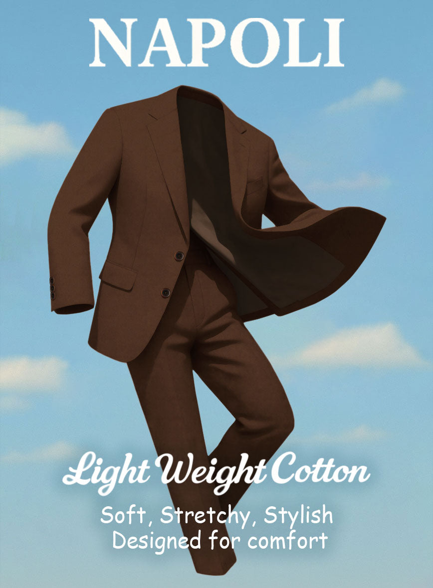 Dark Brown Napoli Stretch Light Weight Cotton Pants - StudioSuits