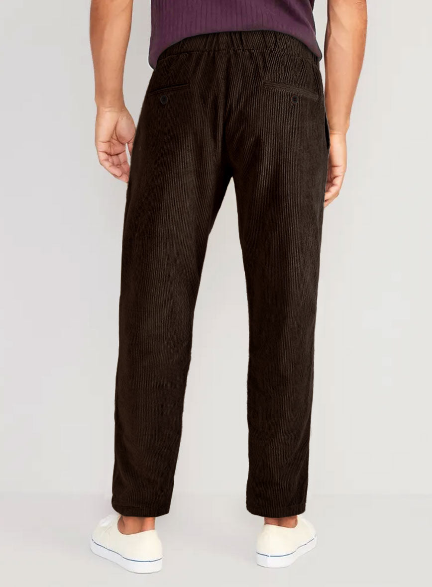 Dark Brown Stretch Pin Corduroy Easy Pants - StudioSuits