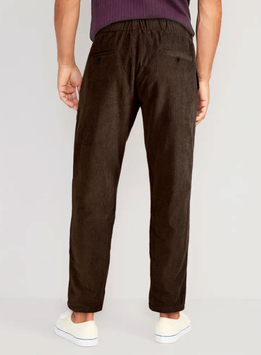 Dark Brown Stretch Pin Corduroy Easy Pants - StudioSuits