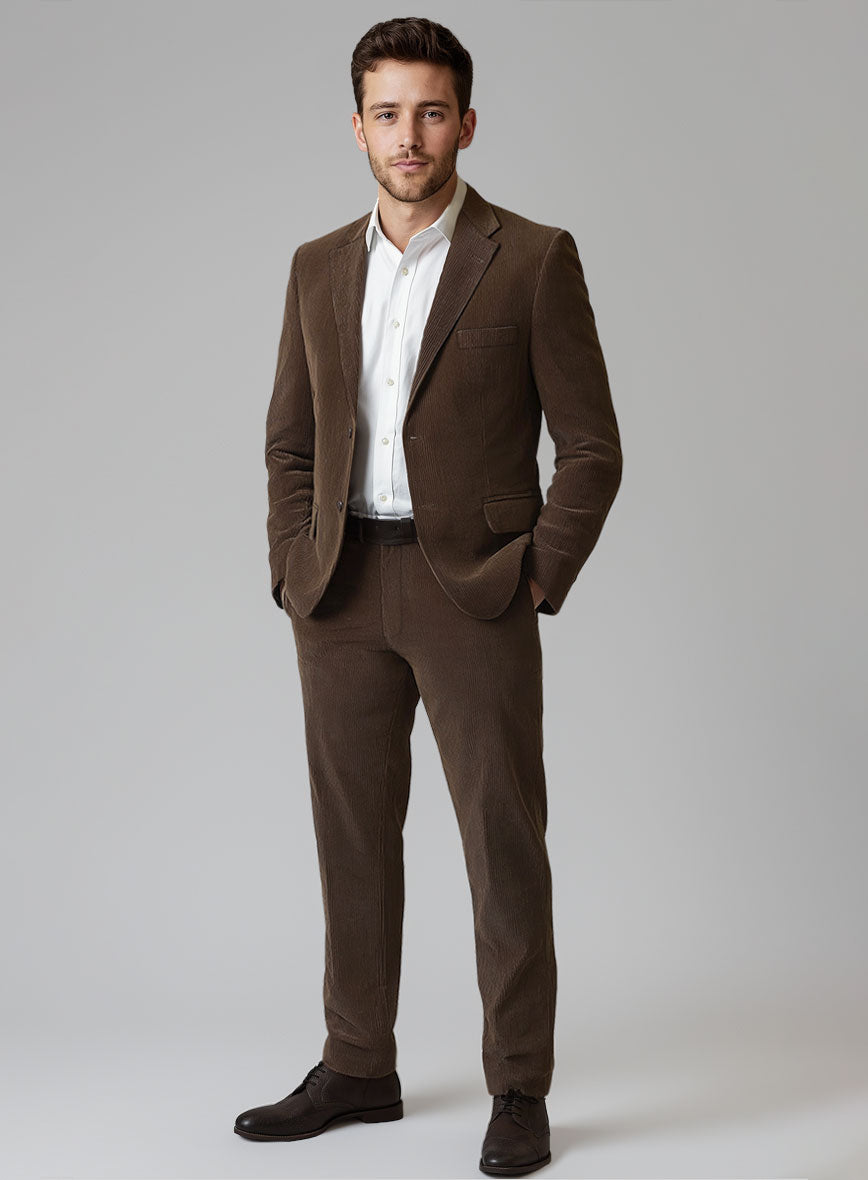 Dark Brown Stretch Pin Corduroy Suit - StudioSuits