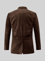 Dark Brown Suede Leather Blazer - StudioSuits