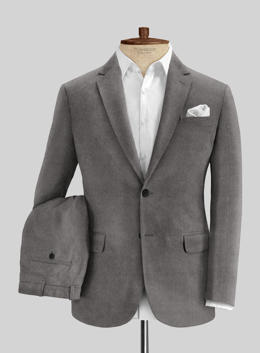 Dark Gray Stretch Pin Corduroy Suit - StudioSuits