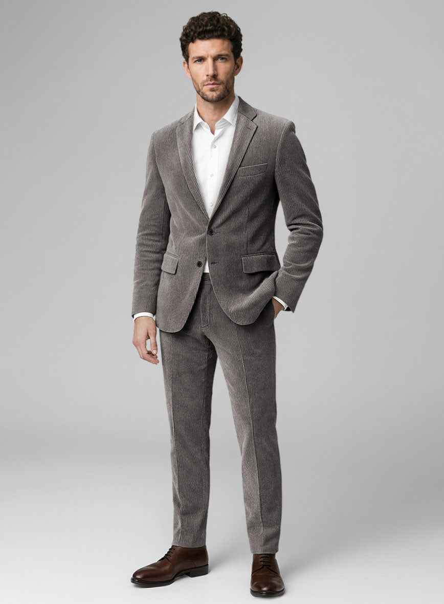 Dark Gray Stretch Pin Corduroy Suit - StudioSuits