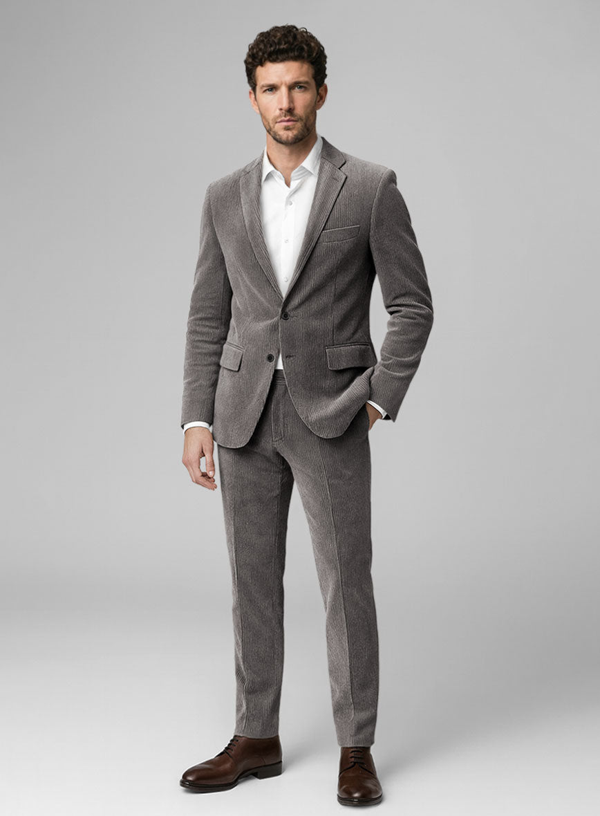 Dark Gray Stretch Pin Corduroy Suit - StudioSuits