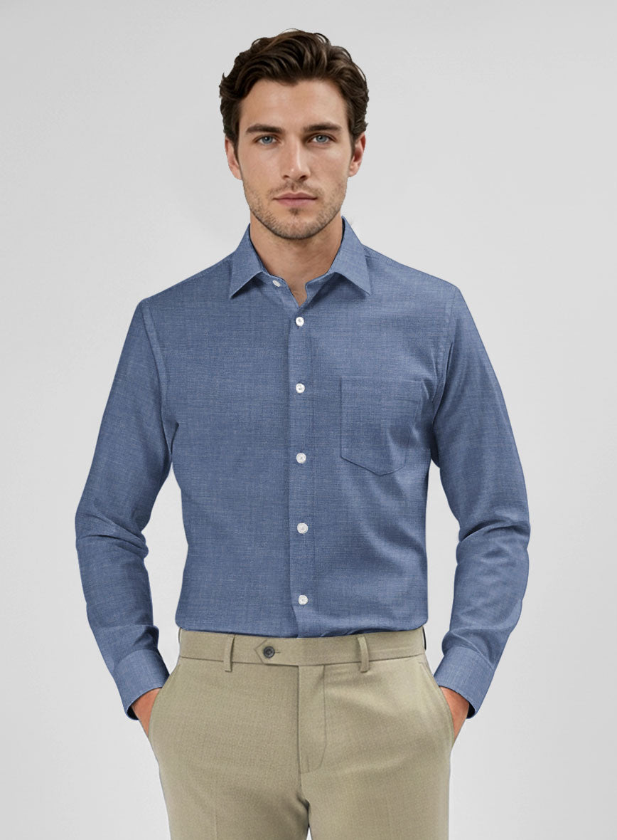 Dark Horizon Twill Cotton Shirt - StudioSuits