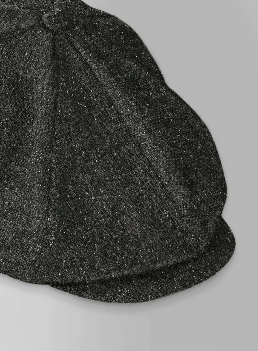 Dark Olive Flecks Donegal Tweed Newsboy Cap - StudioSuits