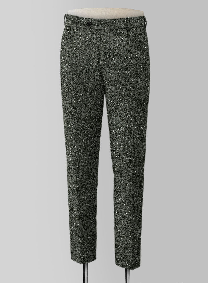 Dark Olive Flecks Donegal Tweed Pants - StudioSuits