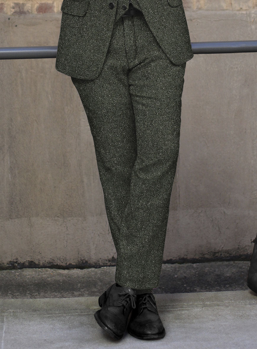 Dark Olive Flecks Donegal Tweed Pants - StudioSuits