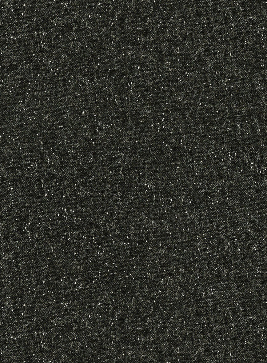 Dark Olive Flecks Donegal Tweed Pea Coat - StudioSuits