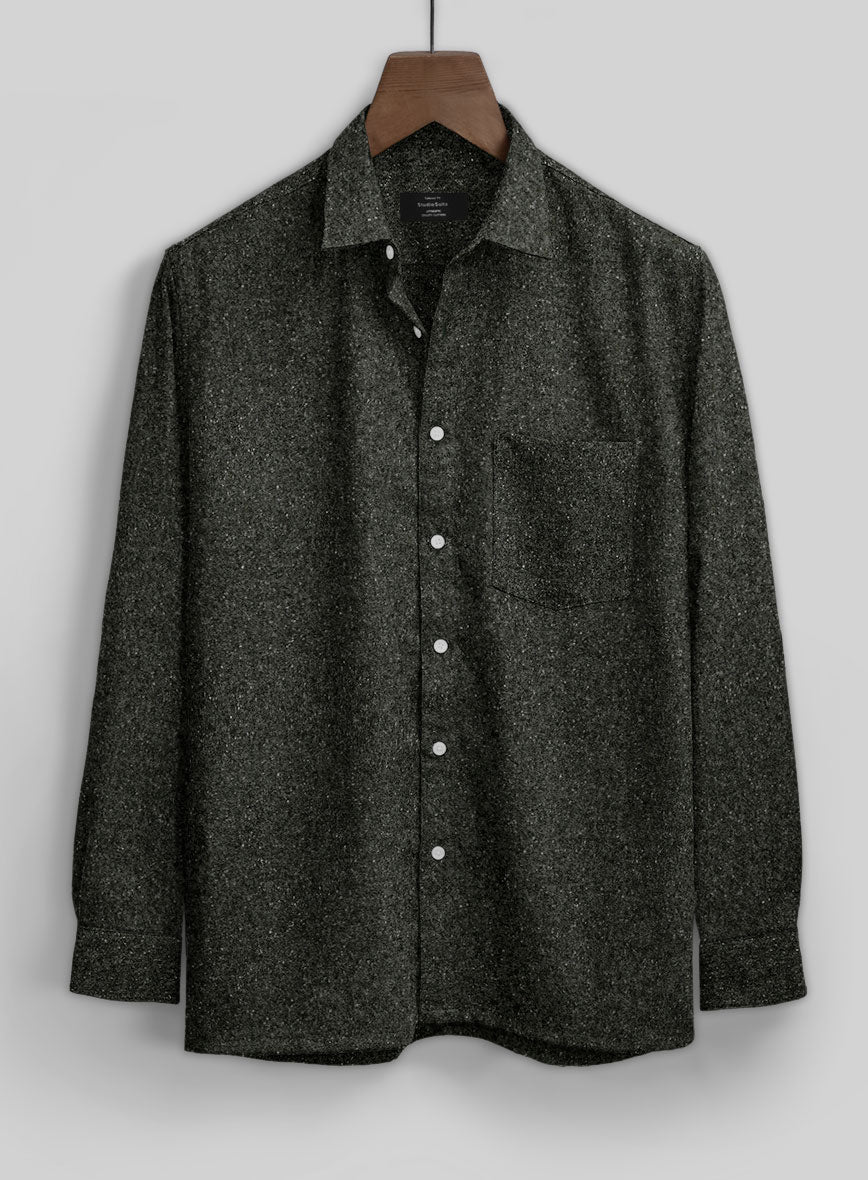 Dark Olive Flecks Donegal Tweed Shirt - StudioSuits