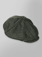 Dark Olive Flecks Donegal Tweed Newsboy Cap - StudioSuits