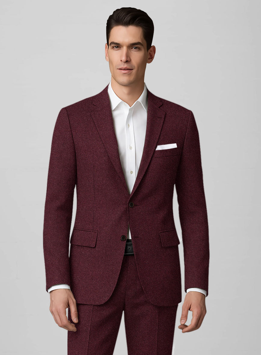 Dark Wine Heavy Tweed Suit - StudioSuits
