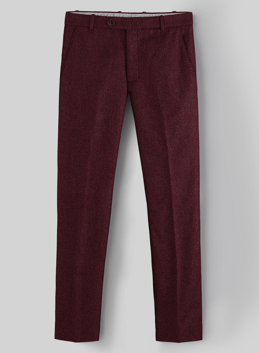 Dark Wine Heavy Tweed Pants - StudioSuits