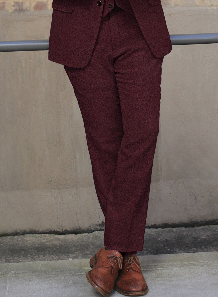 Dark Wine Heavy Tweed Suit - StudioSuits