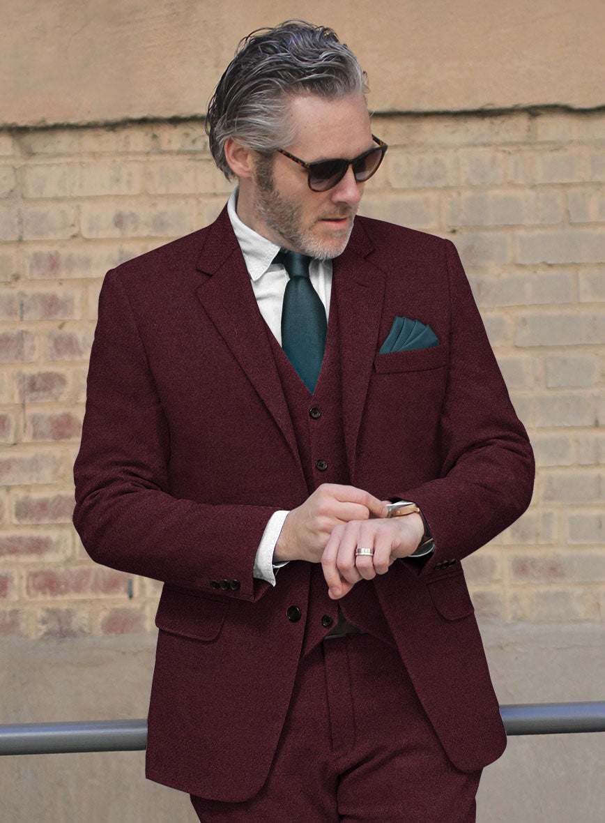 Dark Wine Heavy Tweed Suit - StudioSuits