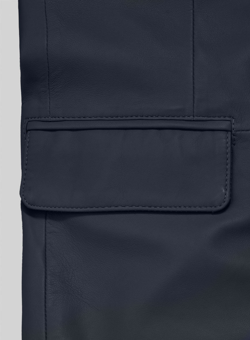 Deep Blue Lambskin Leather Blazer - StudioSuits