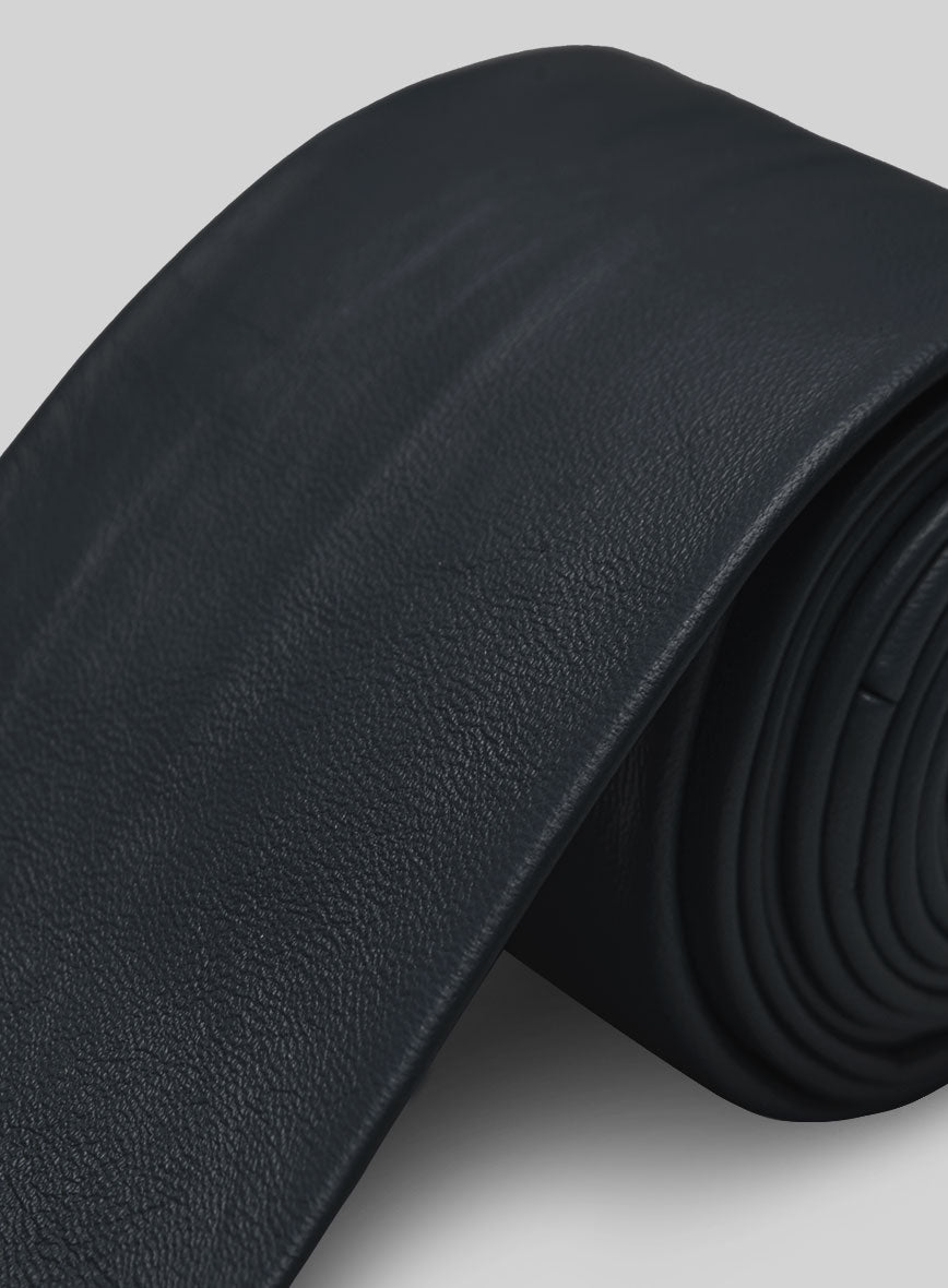 Deep Blue Lambskin Leather Tie - StudioSuits