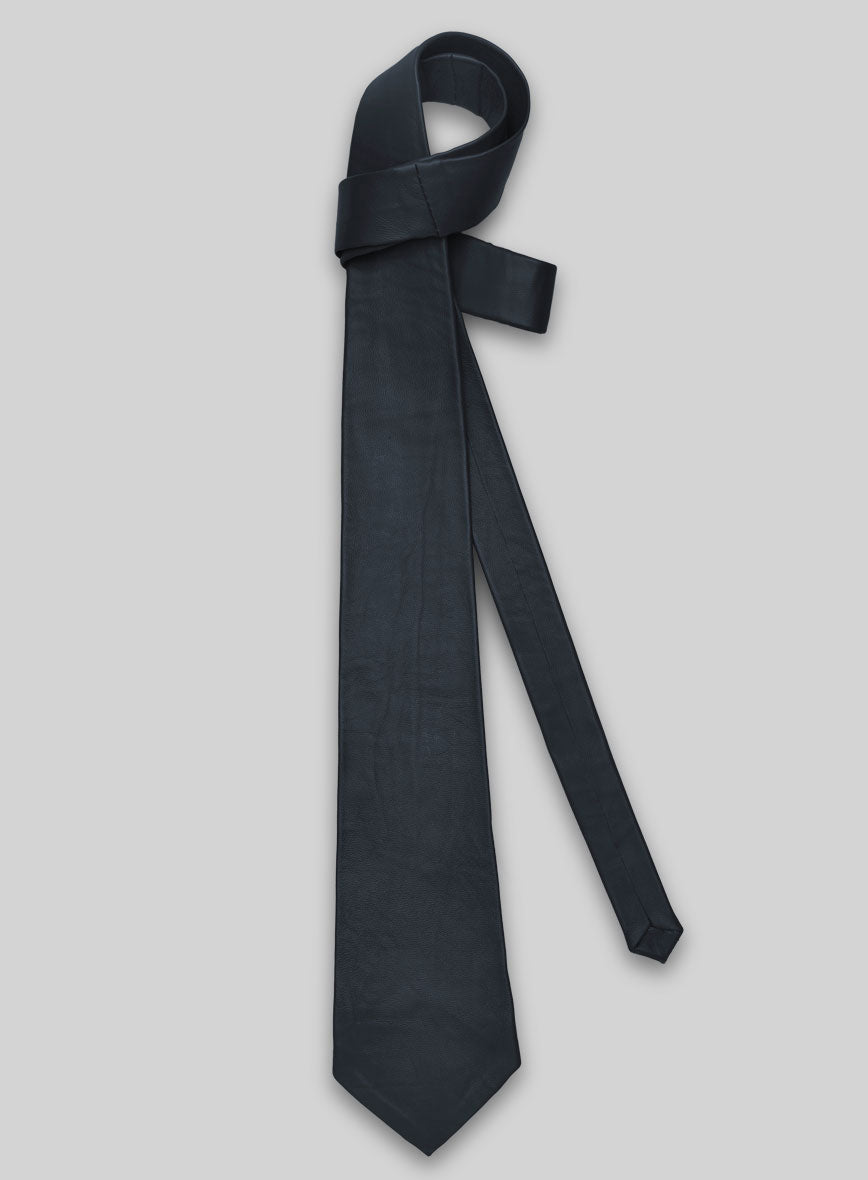 Deep Blue Lambskin Leather Tie - StudioSuits