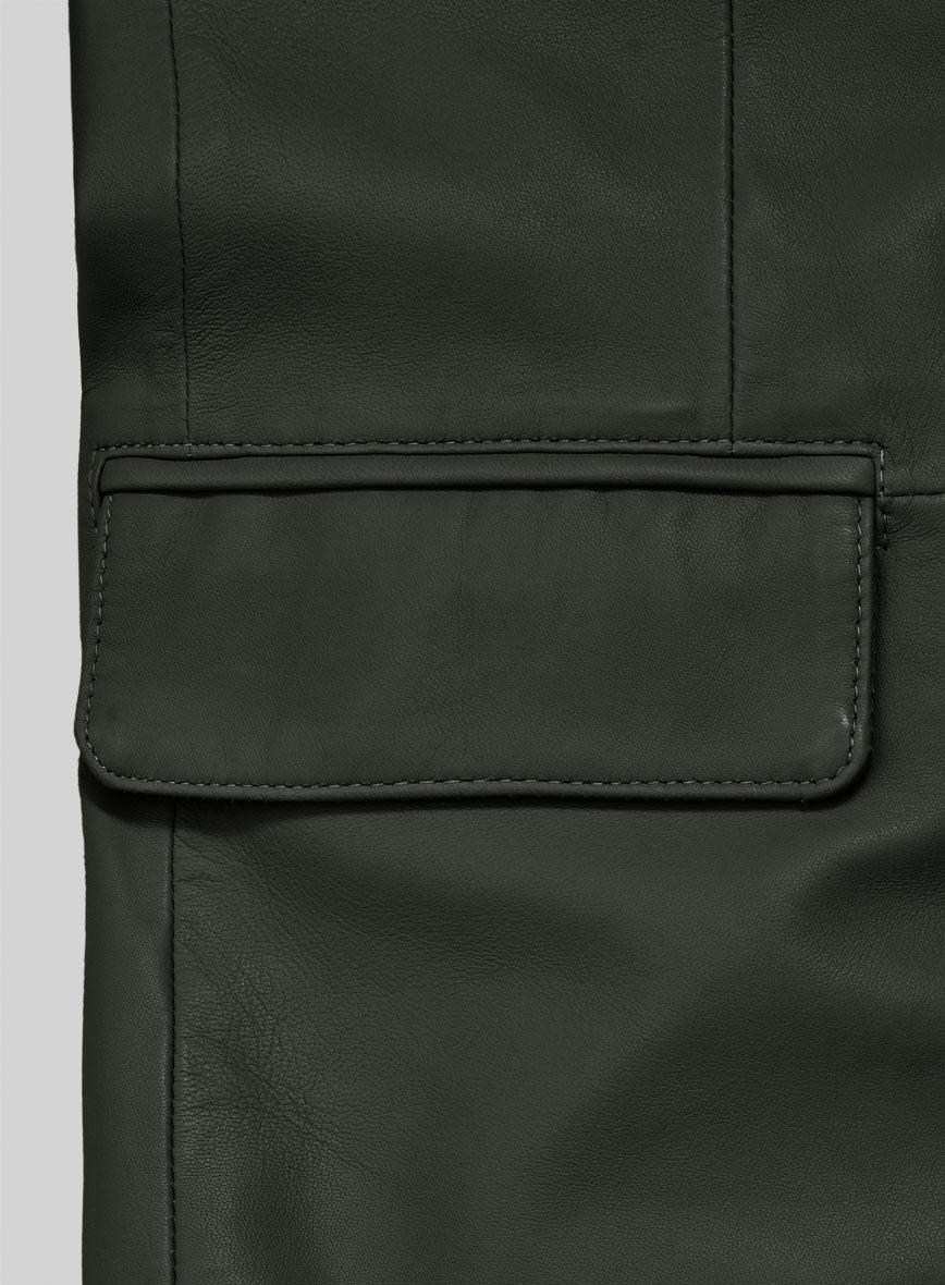 Deep Olive Lambskin Leather Blazer - StudioSuits