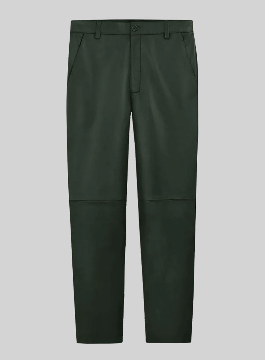 Deep Olive Leather Trousers - StudioSuits