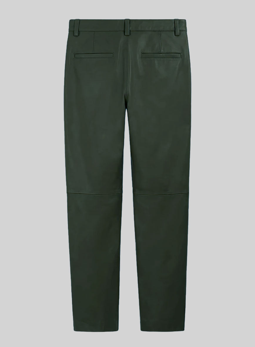Deep Olive Leather Trousers - StudioSuits