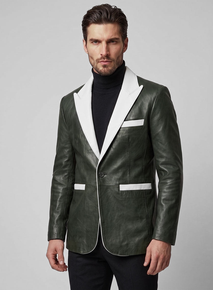 Deep Olive Wax Hampton Lambskin Leather Blazer - StudioSuits