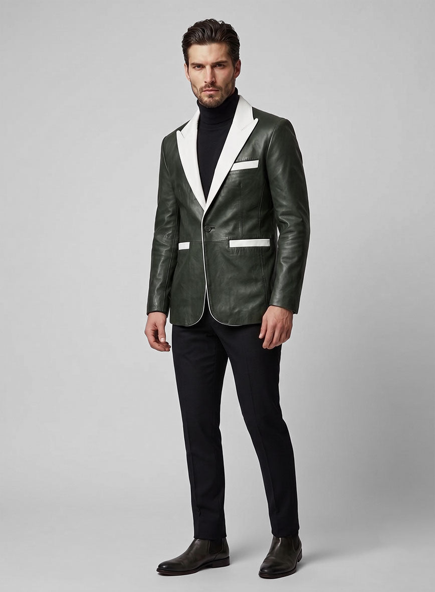 Deep Olive Wax Hampton Lambskin Leather Blazer - StudioSuits