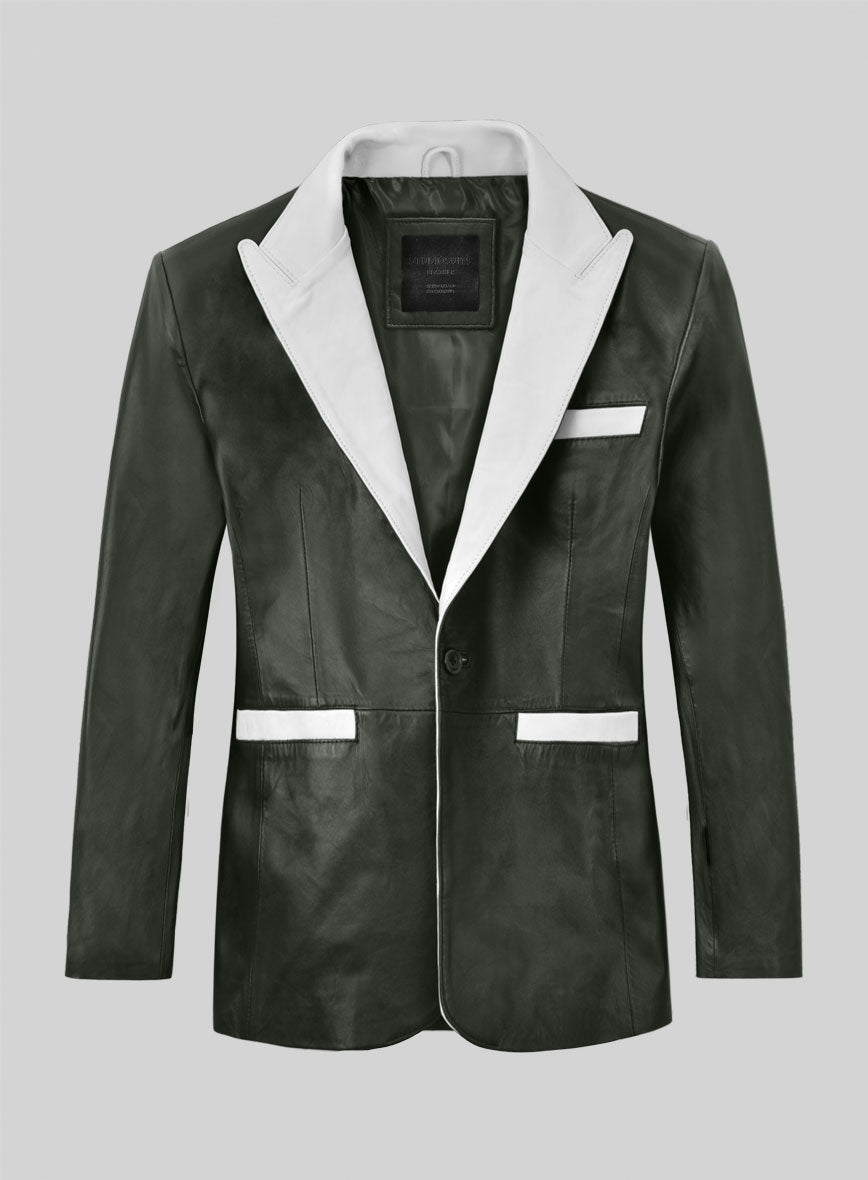 Deep Olive Wax Hampton Lambskin Leather Blazer - StudioSuits