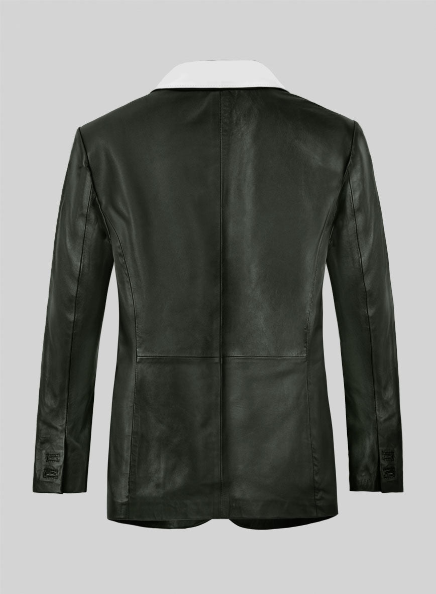 Deep Olive Wax Hampton Lambskin Leather Blazer - StudioSuits