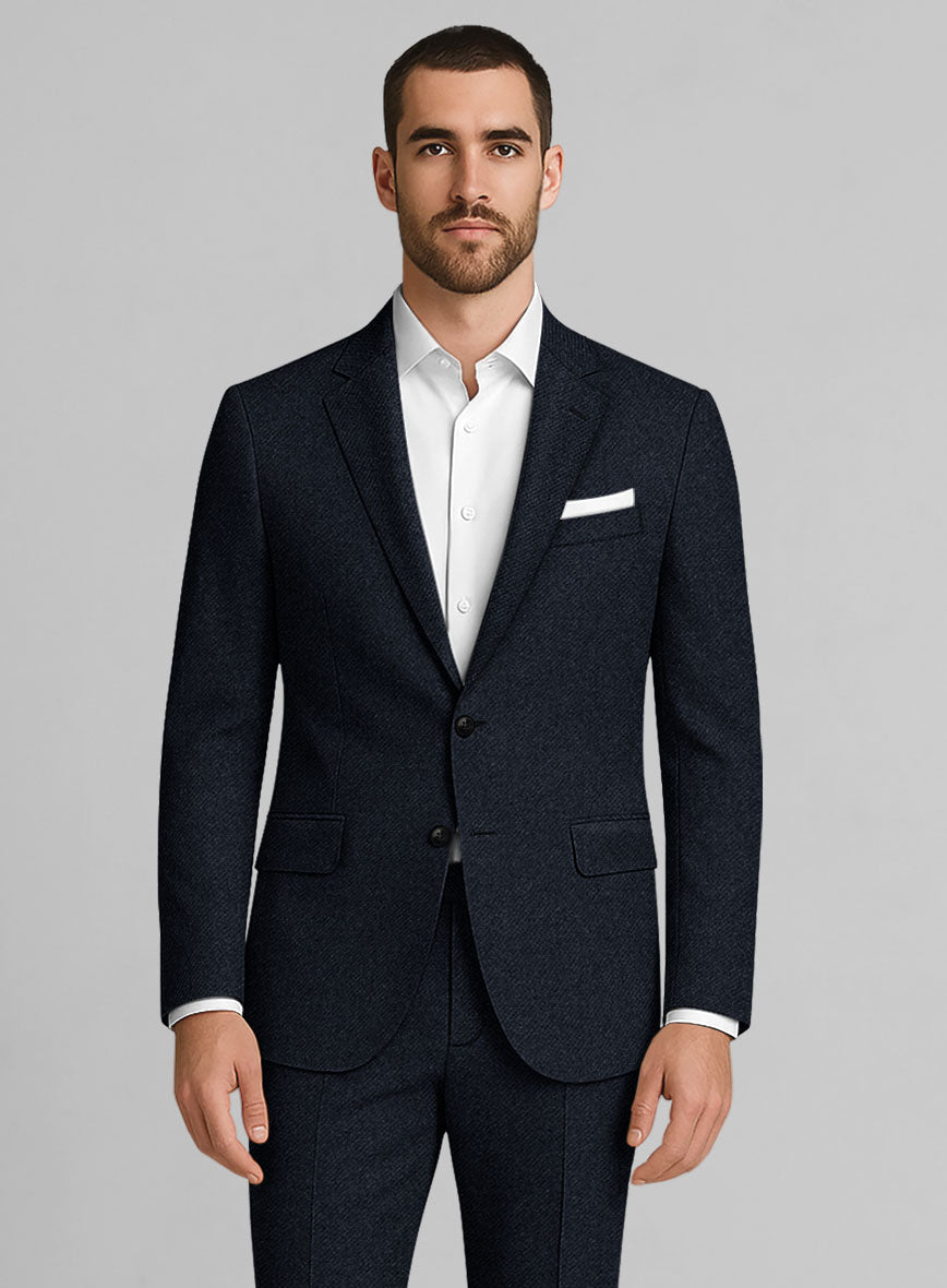 Deep Blue Heavy Tweed Jacket - StudioSuits