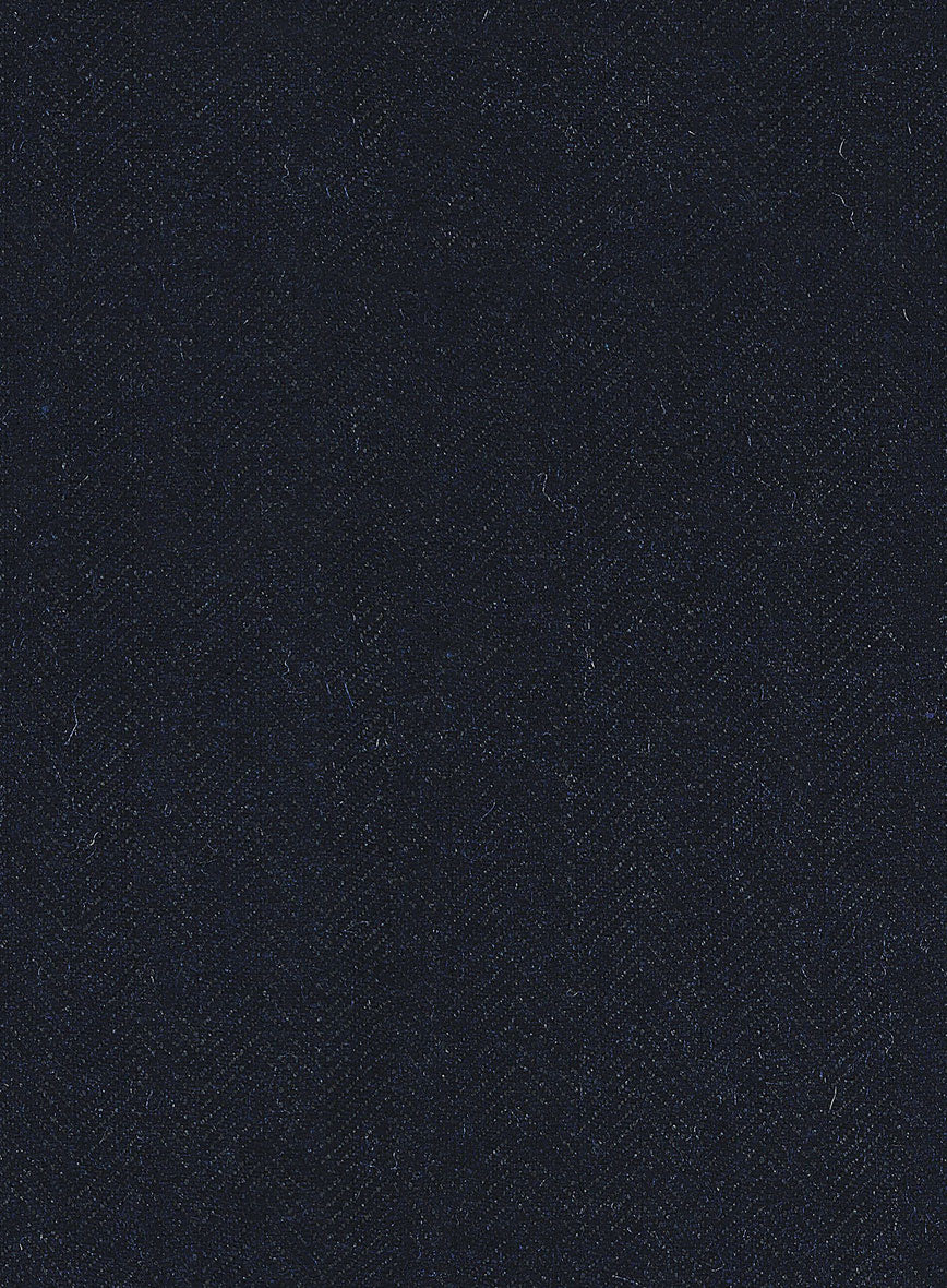 Deep Blue Herringbone Tweed Pants