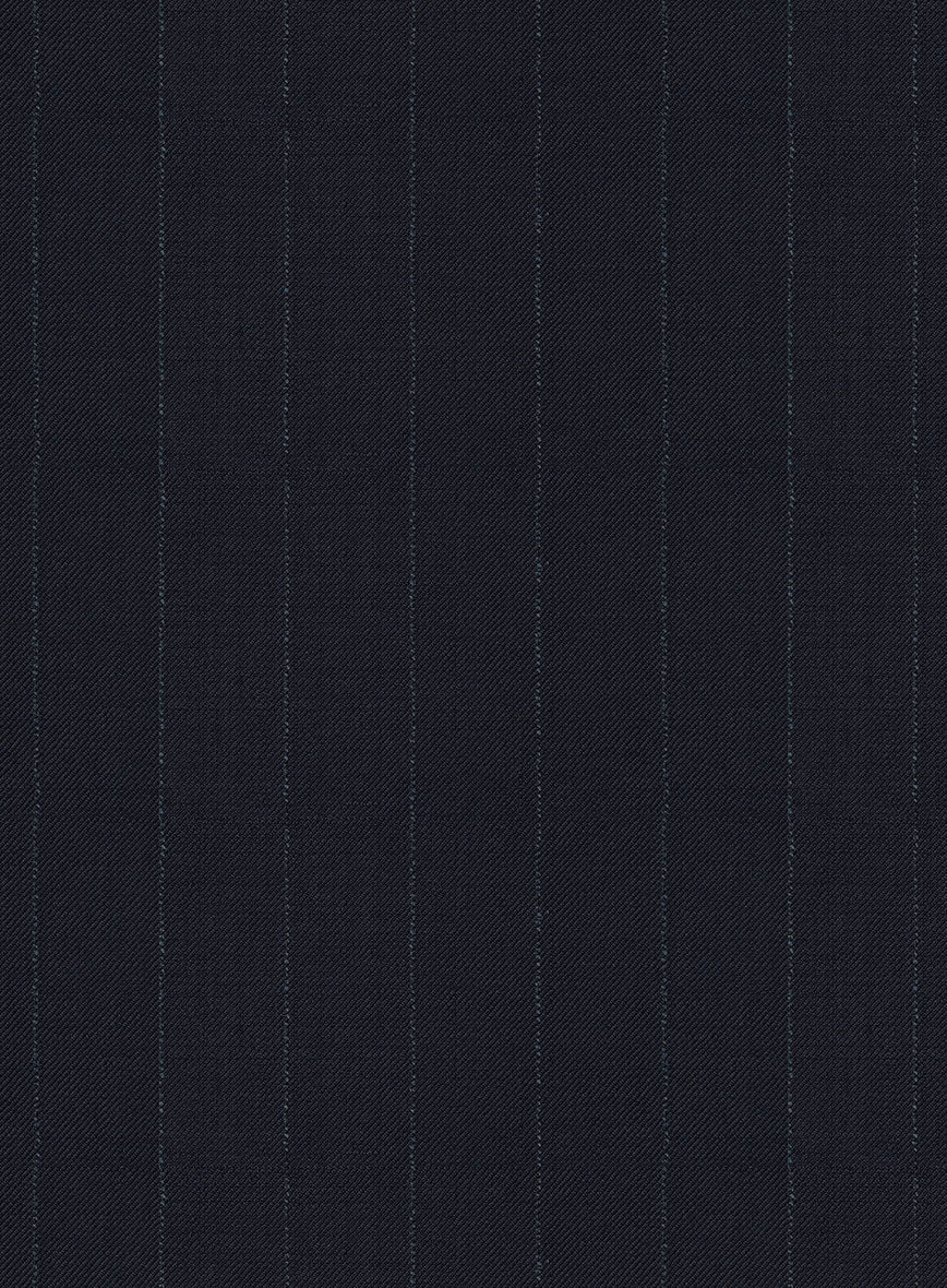 Deep Blue Old World Stripe Wool Pants - StudioSuits