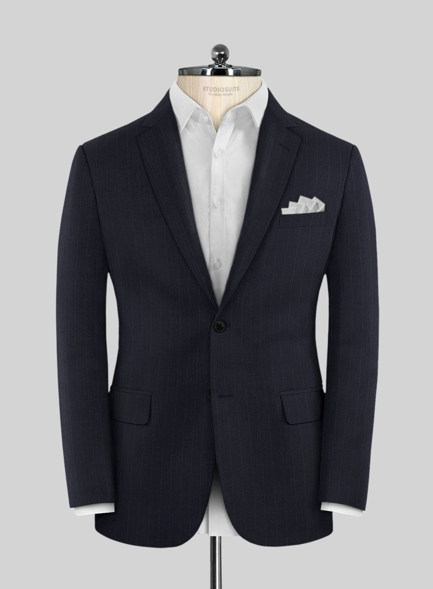 Deep Blue Old World Stripe Wool Suit - StudioSuits