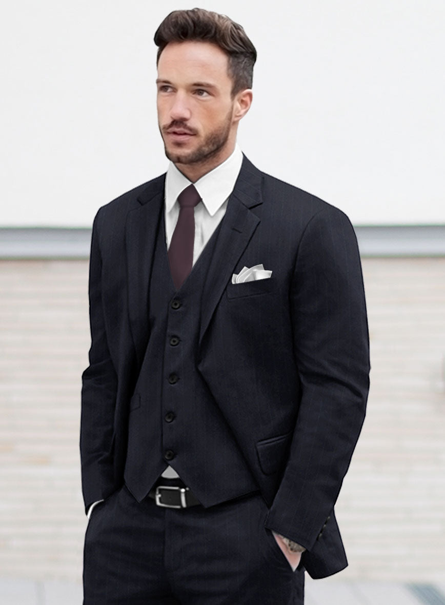 Deep Blue Old World Stripe Wool Suit - StudioSuits