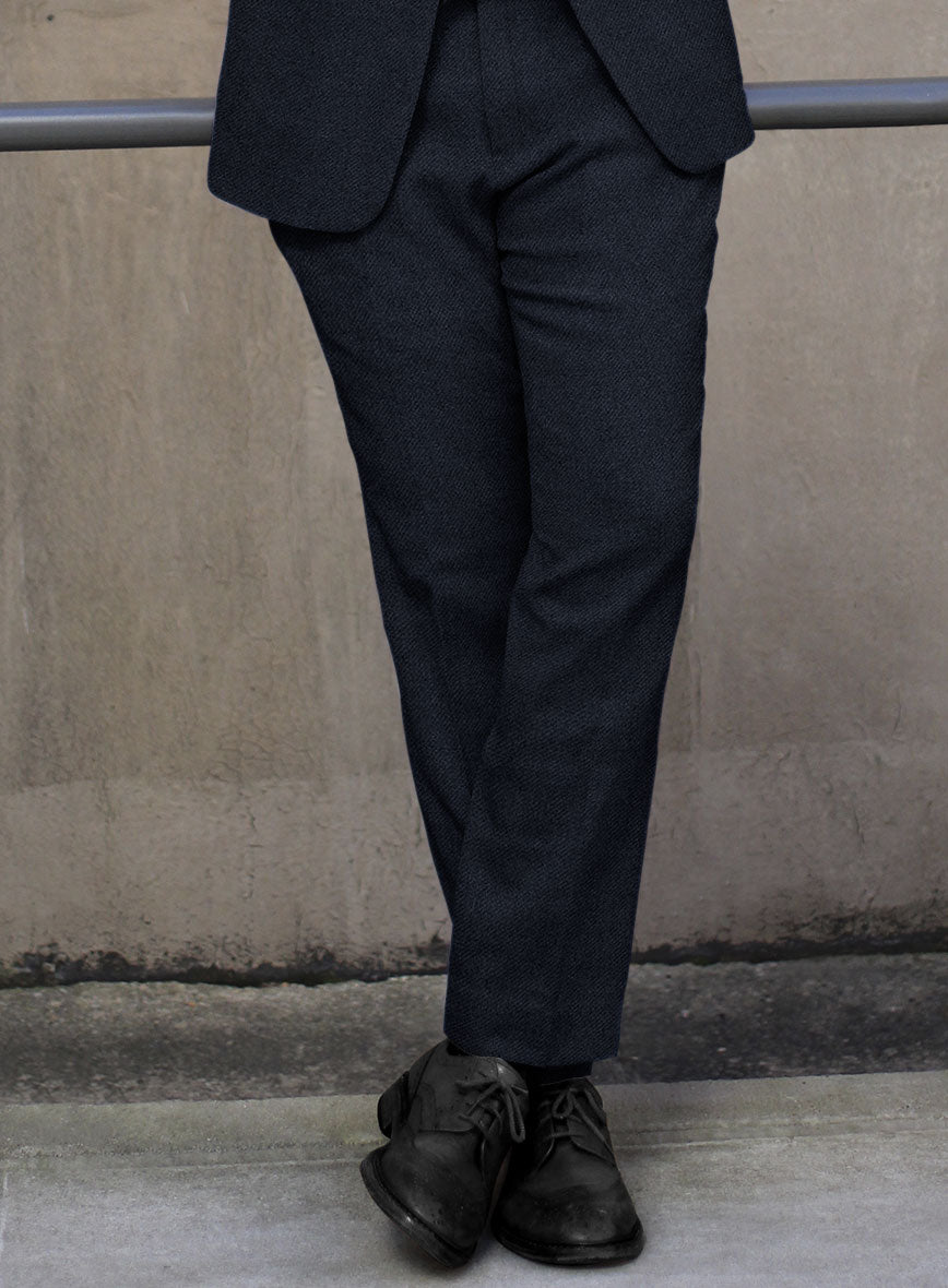 Deep Blue Heavy Tweed Pants - StudioSuits