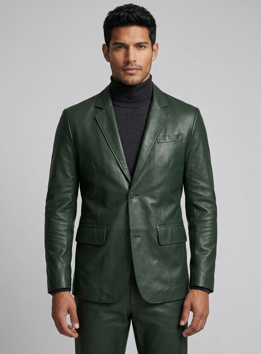 Deep Olive Leather Suit - StudioSuits