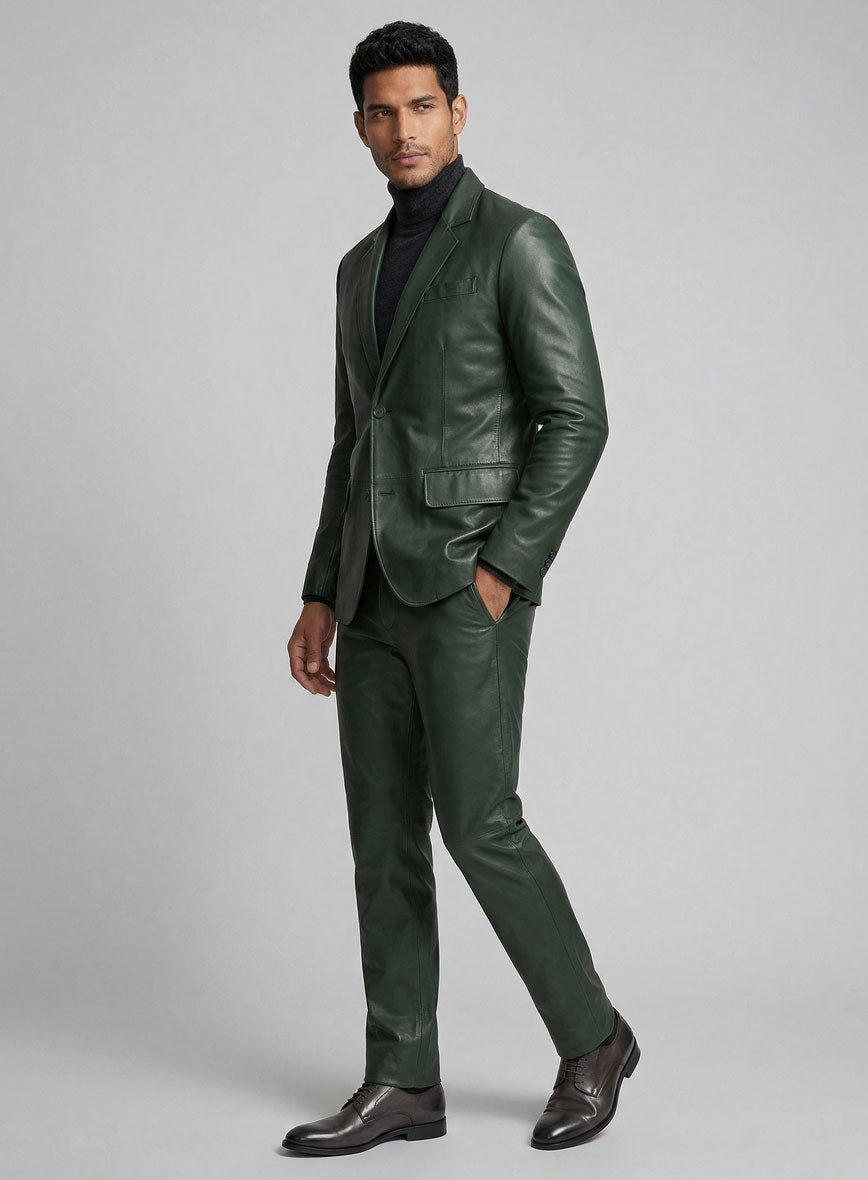 Deep Olive Leather Suit - StudioSuits